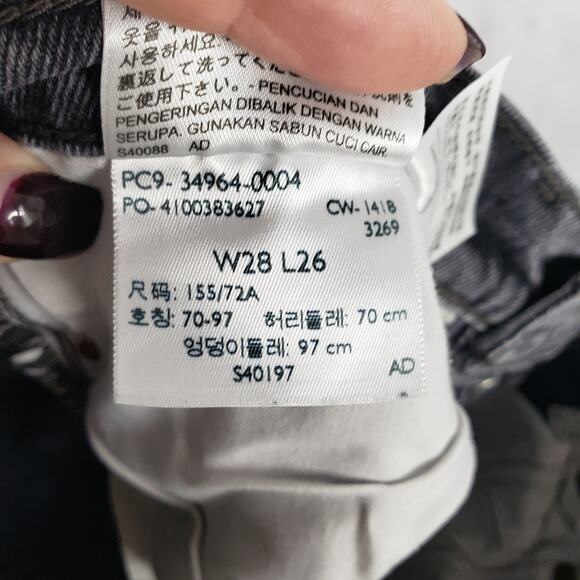 Levi's Women's 28x26 Wedgie Straight Leg Jean Washed‎ Black Raw Hem Button Fly - Picture 13 of 13